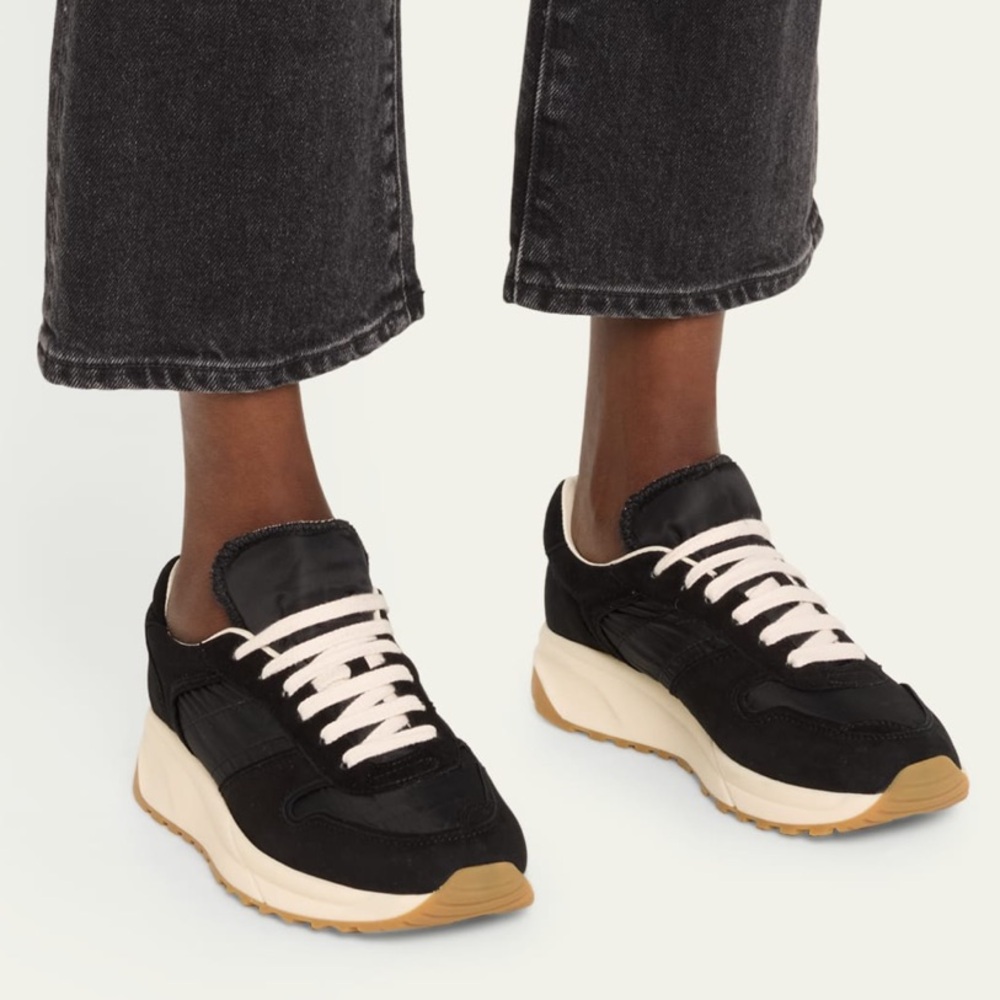 Woman by Common Projects Lace up Low Top Suede Sneakers Black Size 37 US 7